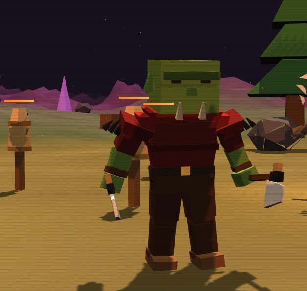 Orc in red armor at night